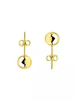 Простые серьги-шарики из блестящего золота 14 карат диаметром 4 мм для ежедневного использования