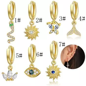 Простые серьги в форме змеи-бабочки с микроинкрустацией из вермикулита, персональные геометрические серьги с пряжкой для ушей