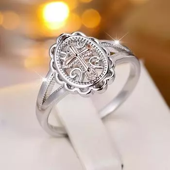 Простые серебряные кольца-крестики в виде цветка для женщин и девочек, модные ювелирные изделия для свадьбы, помолвки и вечеринки 6 серебряный