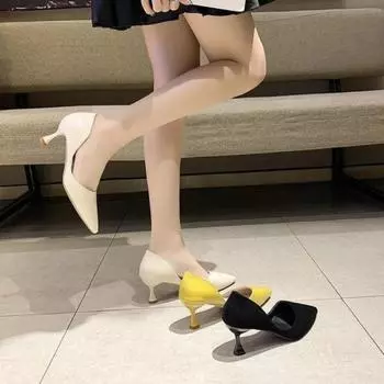 Простые сексуальные женские туфли на высоком каблуке без застежки, новые однотонные туфли-лодочки с мягкой подошвой, модные повседневные туфли Мэри Джейн 34