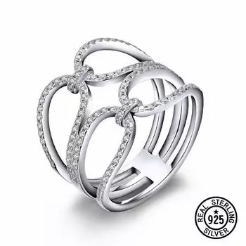 Простые штабелируемые кольца из стерлингового серебра 925 пробы для женщин, геометрические прозрачные циркониевые модные аксессуары, ювелирные изделия 8