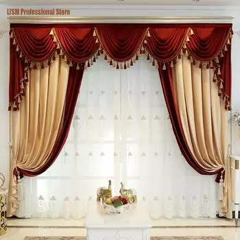 Простые шторы на заказ для гостиной, спальни, плотные, роскошные, затемняющие, бархатные, вилла, желтые, красные, праздничные, затемняющие, оконные экраны 1.5m