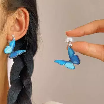 Простые синие серьги-подвески с бабочками, модные серьги-джокеры с жемчугом, ювелирные изделия, женские подарки