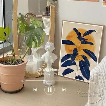 Простые скандинавские синие растения Закат Луна Настенное Искусство Холст Плакаты Пейзажная Живопись Современная Настенная Картина Для Гостиной Домашний Декор 21cm30cm NoFrame