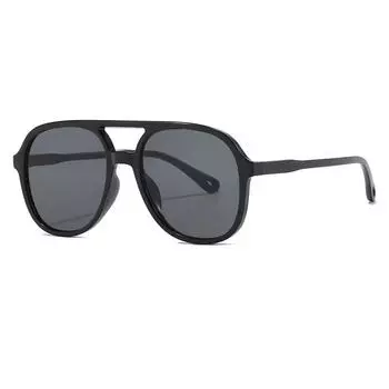 Простые солнцезащитные очки с леопардовым принтом с двойной перекладиной Мужские Женские Устойчивые к УФ-лучам Крупная оправа Очки-жабы Досуг Рыбалка Вождение Защита от солнца черный серый