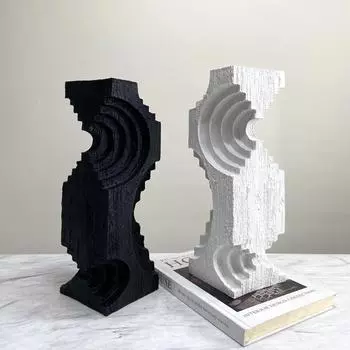 Простые современные черно-белые смоляные гофрированные геометрические орнаменты модель гостиной журнальный столик настольные мягкие украшения