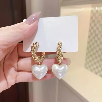 Простые спиральные серьги-гвоздики с подвеской из искусственного жемчуга, металлическая ветровая сетка, красные модные серьги с темпераментом