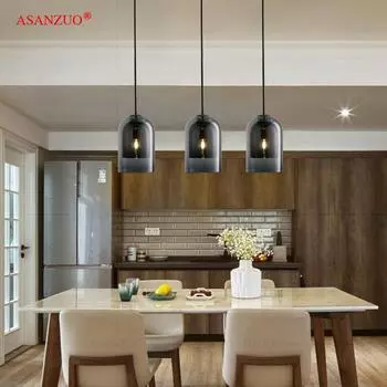 Простые стеклянные подвесные светильники в стиле скандинавского ретро, обеденный стол в ресторане, светильники для домашнего декора, прикроватная лампа для спальни