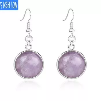 Простые стильные круглые серьги, модные серьги с натуральными кристаллами, женские серьги с рыболовным крючком tiger eye