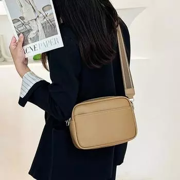Простые сумки через плечо с широким ремешком, женские однотонные кожаные сумки через плечо, женские сумки, модные, большой емкости, маленькая квадратная сумка