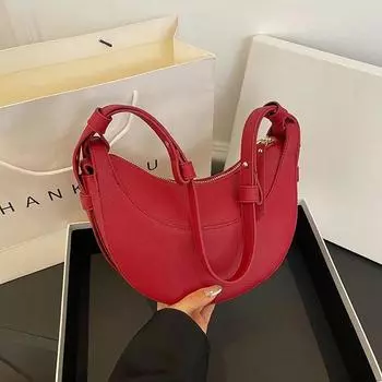 Простые сумки из цельного ПУ в форме полумесяца на плечо и через плечо с застежкой-молнией, повседневные, роскошные, подмышечные сумки для женщин, модные, универсальные