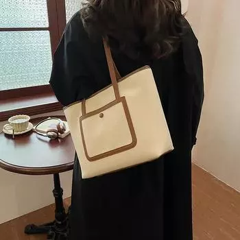 Простые сумки на плечо из цельного полиуретана с застежкой-молнией, большой вместимости, высококачественные, изящные, повседневные сумки-тоут