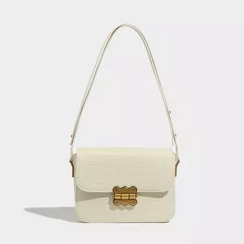 Простые сумки на ремне, женские кожаные сумки с каменным узором под подмышками, модные квадратные сумки с замком в форме пчелы (20cm<Max Length<30cm) коричневый