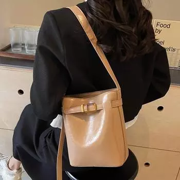 Простые сумки-ведра для женщин, универсальные сумки через плечо, женская сумка через плечо из искусственной кожи в стиле ретро