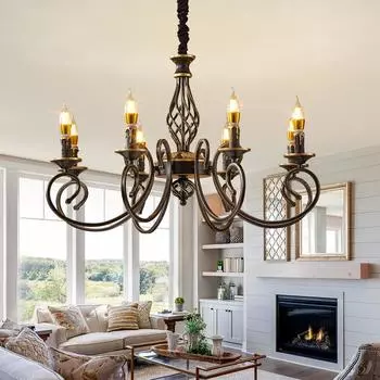 Простые светильники для гостиной в сельской местности, свет в стиле ретро, роскошный креативный кабинет в европейском стиле, люстра для спальни 5 headlights