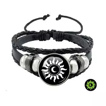 Простые светящиеся браслеты из кожи Sun Moon, ручная работа, парные браслеты, ювелирные изделия для женщин и мужчин, для влюбленных, подарок на День святого Валентина A5