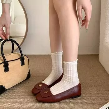 Простые туфли из натуральной кожи для женщин, удобные мокасины, базовая женская обувь, мягкая повседневная обувь из коровьей кожи на толстом каблуке, туфли-лодочки для работы 35