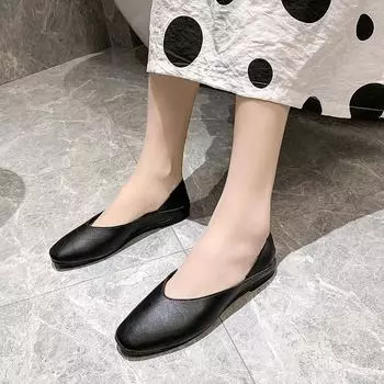 Простые туфли-лодочки Two Wear Single 2024 года, весна-осень, новые однотонные женские туфли с круглым носком и плоской подошвой, повседневные женские туфли Trafza 35 светло-коричневого