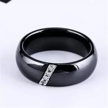 Простые украшения Свадебные керамические модные круглые белые влюбленные кольца для девушек Подарок на годовщину черного цвета Ручная работа 6 чёрный