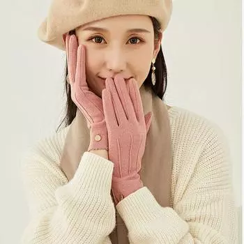 Простые уличные однотонные теплые перчатки с откидным чехлом, толстые варежки, женские перчатки кофейный