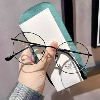 Простые универсальные женские очки с металлической оптической оправой, маленькие, с защитой от синего света, с защитой от синего света, с возможностью выбора очков для близорукости