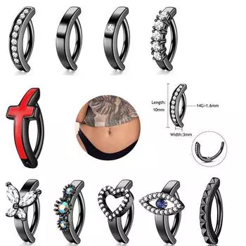 Простые ювелирные изделия из нержавеющей стали унисекс с цирконием для пупка и ногтей, украшения для пирсинга, глянцевая пряжка для пупка, стиль взрыва 12