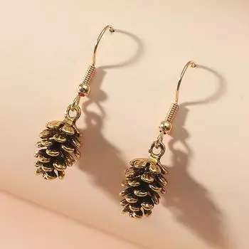 Простые винтажные серьги, ожерелье для женщин, образец кедрового ореха, серьги-гвоздики в виде шишки, ожерелье, ювелирные изделия