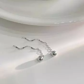 Простые волнистые серьги с бусинами, маленькие короткие серьги, серьги-цепочки в стиле темперамент, новый стиль