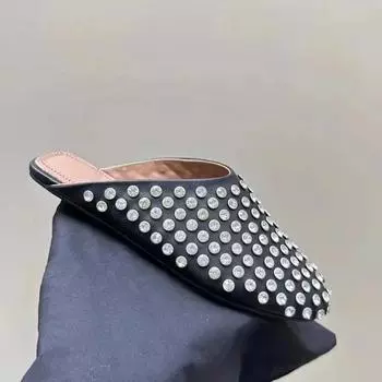 Простые заклепочные тапочки на плоской подошве черного и белого цвета в стиле панк 2024 г. Новые модные женские туфли-одиночки размера 43 ручной работы 35 бежевый