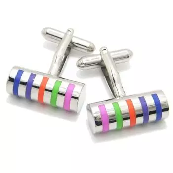Простые запонки в стиле поп-арт с цветными полосками