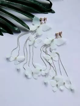 Простые зажимы для ушей, новые милые длинные серьги, серьги с кисточками, модные серьги-бабочки