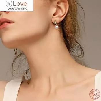 Простые жемчужные серьги 925 пробы из стерлингового серебра, золотые и серебряные серьги на удачу, изысканные украшения для девушки золотой