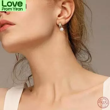 Простые жемчужные серьги 925 пробы из стерлингового серебра, золотые и серебряные серьги на удачу, изысканные украшения для девушки золотой