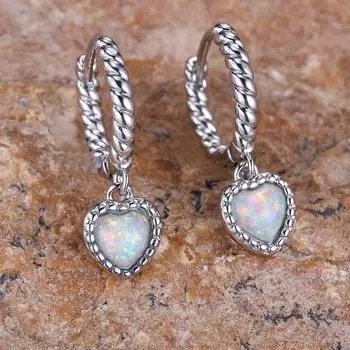 Простые женские серьги-капли с сердечками для женщин, очаровательные серьги-кольца серебристого цвета, свадебные украшения, подарки серебряный/белый