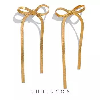 Простые женские серьги с кисточками и бантиком, бутик ювелирных украшений из нержавеющей стали