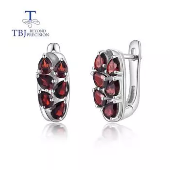 Простые женские серьги с натуральным красным гранатом, серебро 925 пробы, модный дизайн, изысканные украшения для повседневного ношения M красный