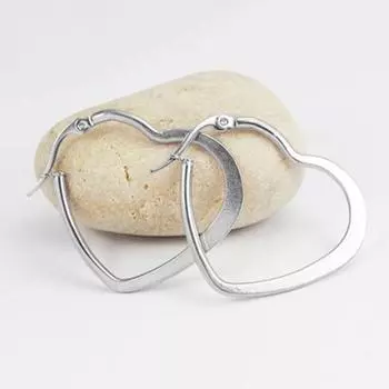 Простые женские серьги в форме сердца серебряного цвета, износостойкие серебряный