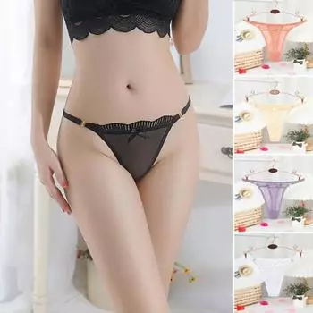 Простые женские трусики с бантом и дышащим защитным декором M