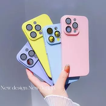 Простые жесткие задние чехлы ярких цветов для iPhone 15 14 13 12 11 Pro Max Plus противоударные чехлы для защиты линз с полным покрытием iPhone 15 Pro Max