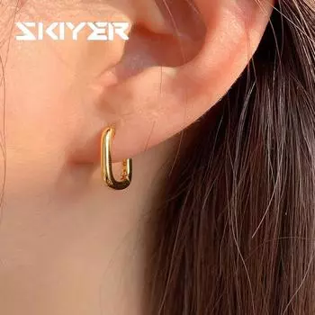 Простые золотые серьги из серебра 925 пробы для женщин и мужчин, серьги в стиле ретро в стиле хип-хоп, свадебные аксессуары золотой