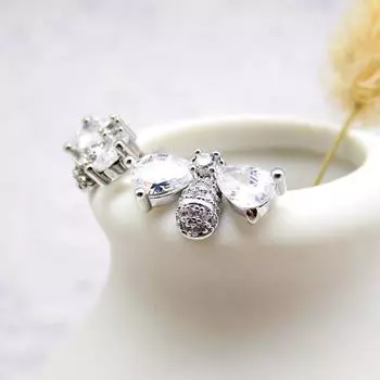 Простые золотые серьги-пчелы, модные серьги с микровставками из циркония, изысканные милые серьги в виде животных