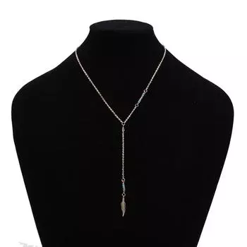 Простые золотые серебряные бусины с перьями, подвеска-цепочка, ожерелье, новинка 1