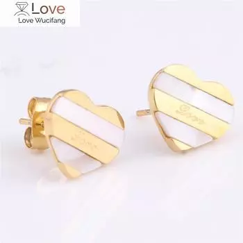 Простые золотые титановые стальные серьги в форме сердца LOVE с кристаллами от австрийских ювелирных изделий для женщин и женщин на свадьбу