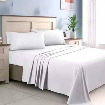 Простыни и наволочки Hotel Luxury 1800 — 4 шт. Очень мягкие охлаждающие простыни — Матрас с глубоким карманом до 30 см — Не мнется, не выцветает, не оставляет пятен Single/Twin - 90 x 190 x белый