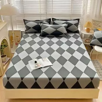 Простыни односпальные защитные наматрасники в мультяшном стиле постельное белье sabanas приятная для кожи простыня на резинке (Нет наволочки) Single 120x200cm 1pc