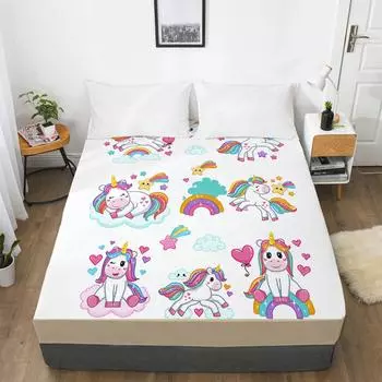 Простыни с 3D принтом для детей с мультяшным рисунком Простыни Высококачественные наматрасники с принтом Простыни на резинке Домашний текстиль Постельные принадлежности 90x200x25cm