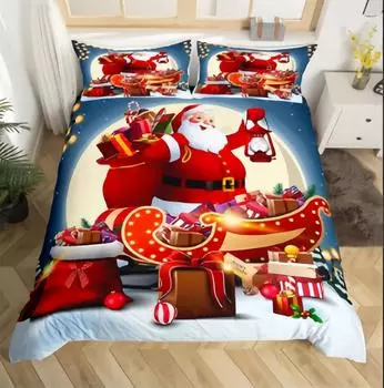 Простыни Санта-Клауса Пододеяльники Постельные принадлежности Простыни для общежития Комплект постельного белья из трех частей Комплект постельного белья 90*190