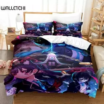 Простыня для аниме Kawaii Girl Blue Archive Bedding Set Single Twin Full Queen King Size Bed Set Aldult Kid Bedroom Duvetcover Sets 70x133cm 2pcs