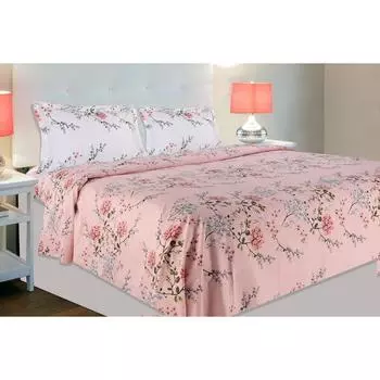 Простыня для двуспальной кровати, 1 двуспальная кровать с хлопковой простыней (90 х 100 дюймов) с 2 наволочками 186 TC Простыня Двуспальная кровать Викторианская летняя мечта (розовый)