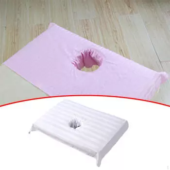 Простыня для красоты, полное покрытие, массажное полотенце для лица с отверстием для дыхания, хлопковый столик светло-синий